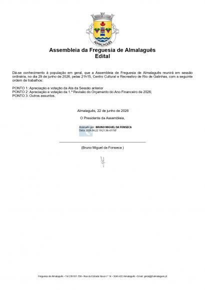 Edital 2026/2 - Assembleia Freguesia